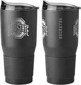 Ohio State Buckeyes 30oz Insulated Stainless Steel Travel Tumbler and Blanket Bundle (Dimensional Plush)