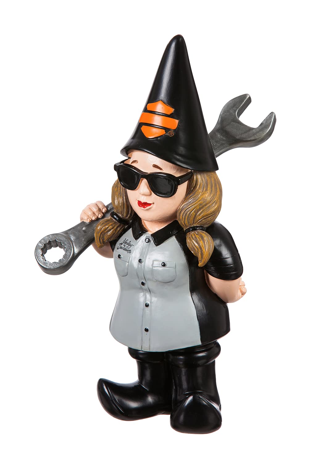 Harley-Davidson Mechanic Lady Polystone, 8.5 x 5 in. 544902E Garden Gnome, Black