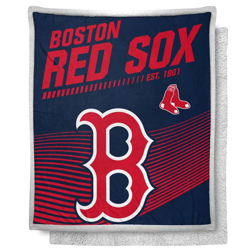 Northwest MLB New School Silk Touch Mink Sherpa Throw Blanket (Boston Red Sox)