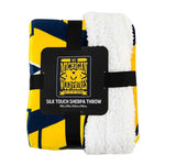 Northwest Licensed NCAA Logo Collegiate Battle Cry Fight Song Silk Touch Sherpa Throw Blanket (Michigan Wolverines)