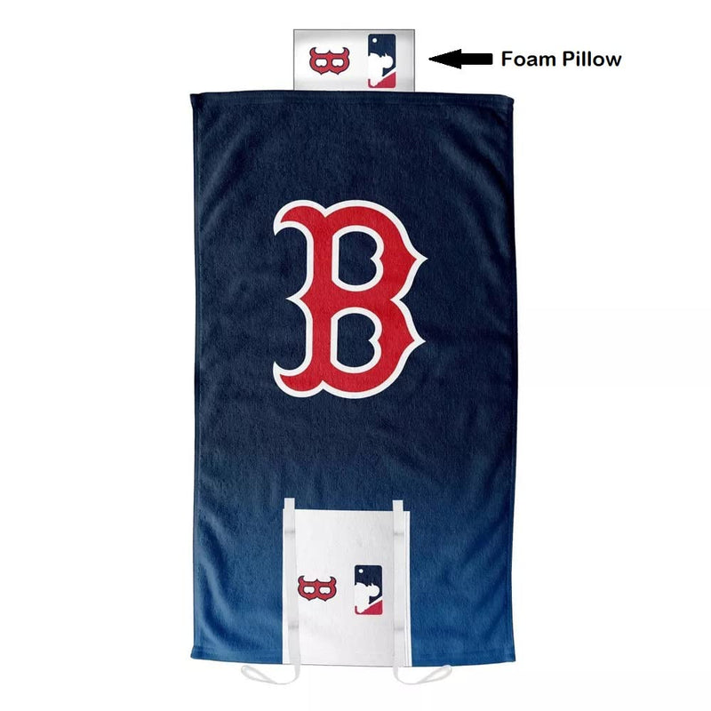 The Northwest Company Licensed MLB Easy Roll Up Comfort Microfiber Beach Towel with Built in Pillow (Boston Red Sox)