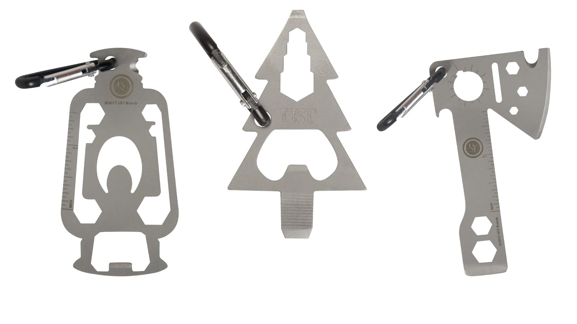 ust Tool-a-Long Carabiner Clip Multi-Tool Bundle Featuring a Themed Collection of Compact Stainless Steel Tools! (Camping 101)