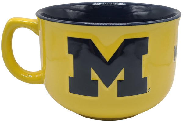 Licensed NCAA Giant, Oversized Two-Tone 32oz Bowl Mug (Michigan Wolverines Yellow Alternate)