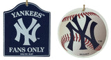 Officially Licensed MLB Wood Sign Fan Ornament (New York Yankees Combo)