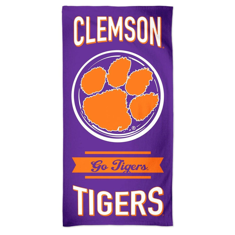 WinCraft Licensed NCAA 100% Cotton Prime Pride Go Tigers! Beach Towel 60" x 30" (Clemson Tigers)