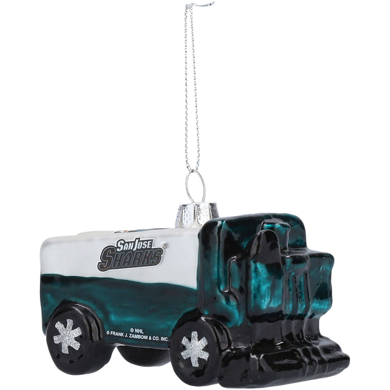 Officially Licesned NHL Blown Glass Zamboni Hanging Ornament (San Jose Sharks)