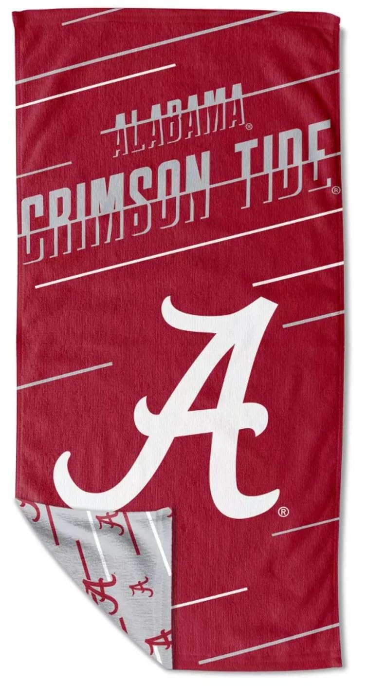 Licensed NCAA Splitter Double-Sided Quick Dry Microfiber Beach Towel 64" x 32" with Mesh Travel Bag (Alabama Crimson Tide)