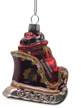 Officially Licensed NHL Blown Glass Glitter Sleigh Hanging Ornament (Chicago Blackhawks)