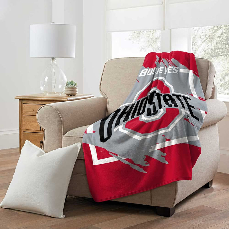 Northwest Licensed NCAA Micro Raschel Plush Throw Blanket (Ohio State Buckeyes)