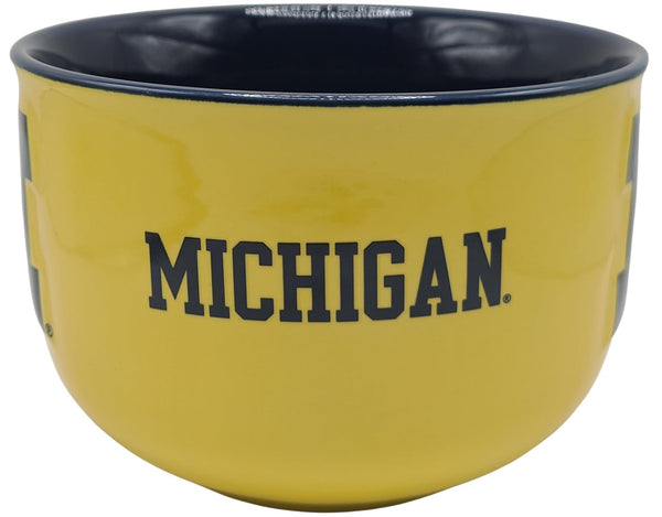 Licensed NCAA Giant, Oversized Two-Tone 32oz Bowl Mug (Michigan Wolverines Yellow Alternate)
