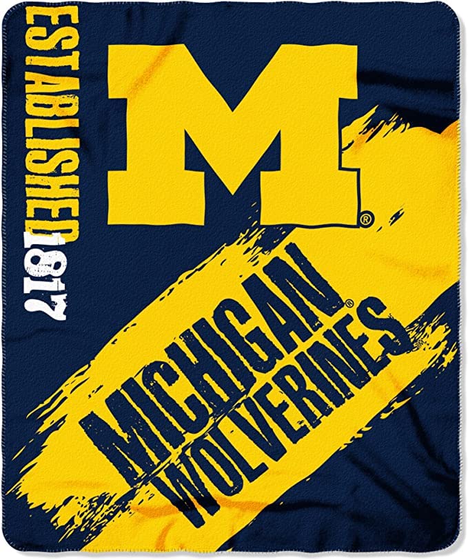 Licensed NCAA Collegiate Fan Bundle includes Water Bottle and Fleece Blanket (Michigan Wolverines)