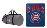 Travel and Warmth MLB Fan Bundle includes Foldable Compact Duffel Bag and Light Fleece Blanket For Easy Portability and Storage (Chicago Cubs)