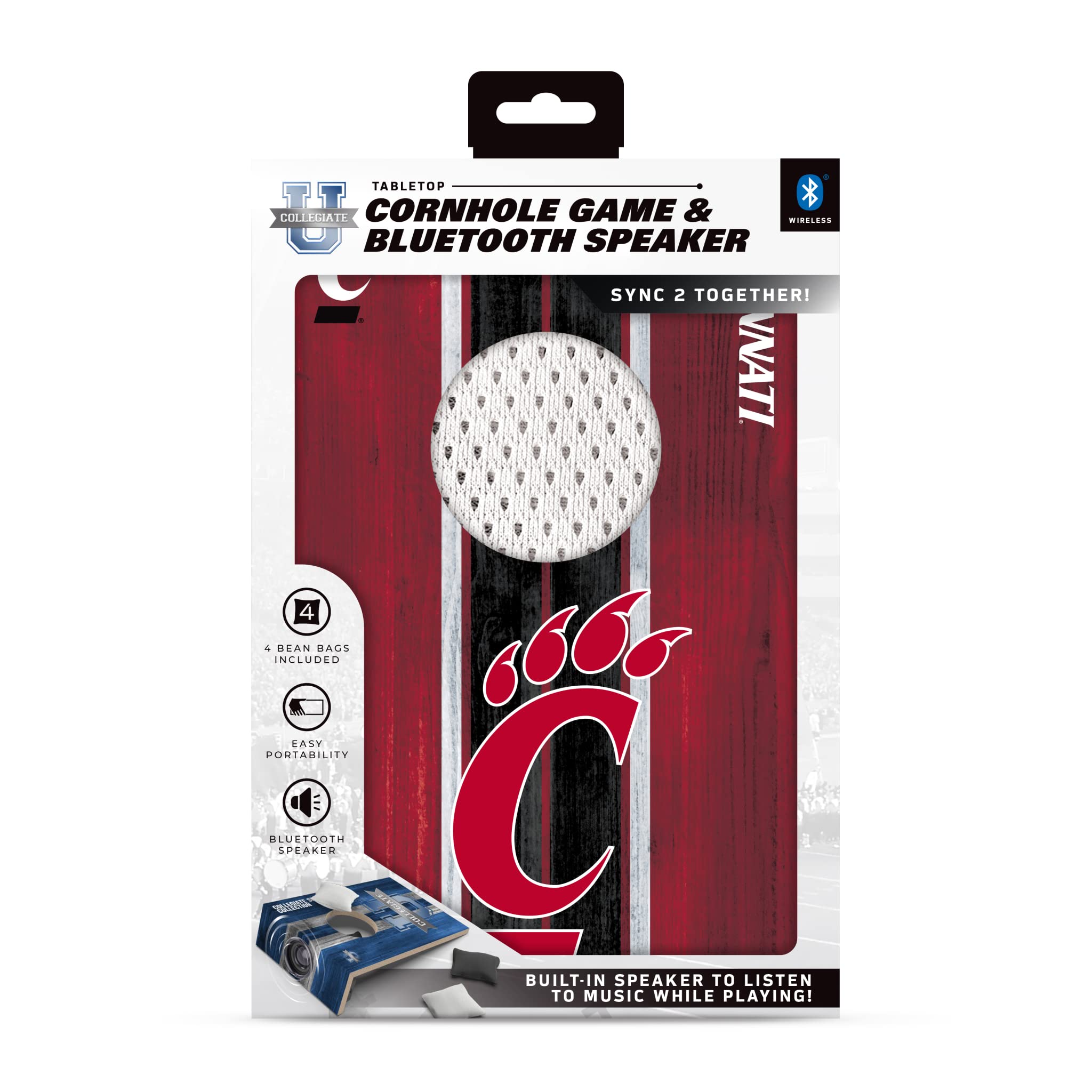 SOAR NCAA Tabletop Cornhole Game and Bluetooth Speaker, Cincinnati Bearcats