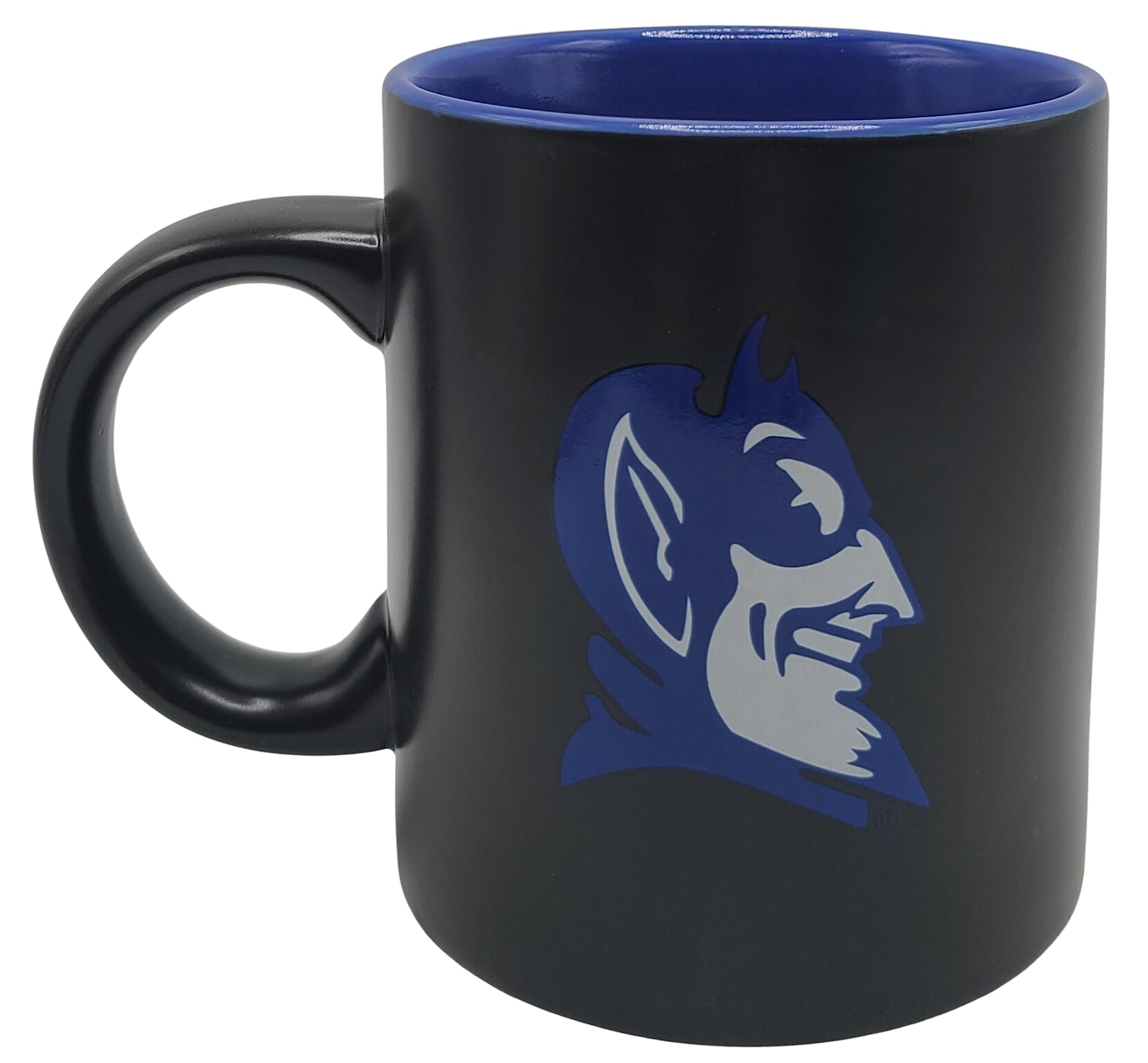 Boelter Brands Two Toned Matte Black Coffee Mug, NCAA Team Logo with Inner Team Color (Duke University Blue Devils)