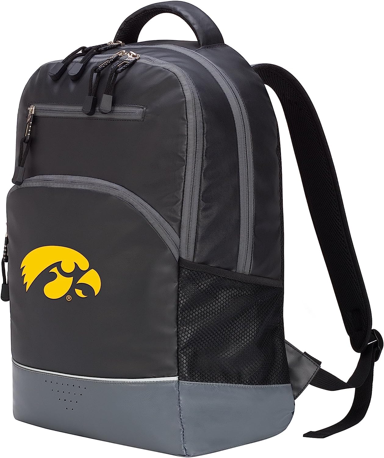 Northwest NCAA Alliance Backpack, Classic Black & Grey with Team Logo 19" x 7" x 12" (Iowa Hawkeyes)
