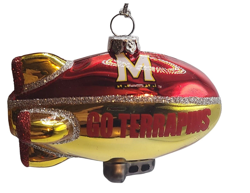 NCAA Blown Glass Glitter Blimp Ornament (Maryland Terrapins)