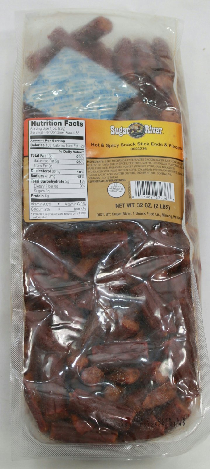 Sugar River Meat Snack Links Sticks Ends & Pieces 2 lbs (Hot Snack Stick)