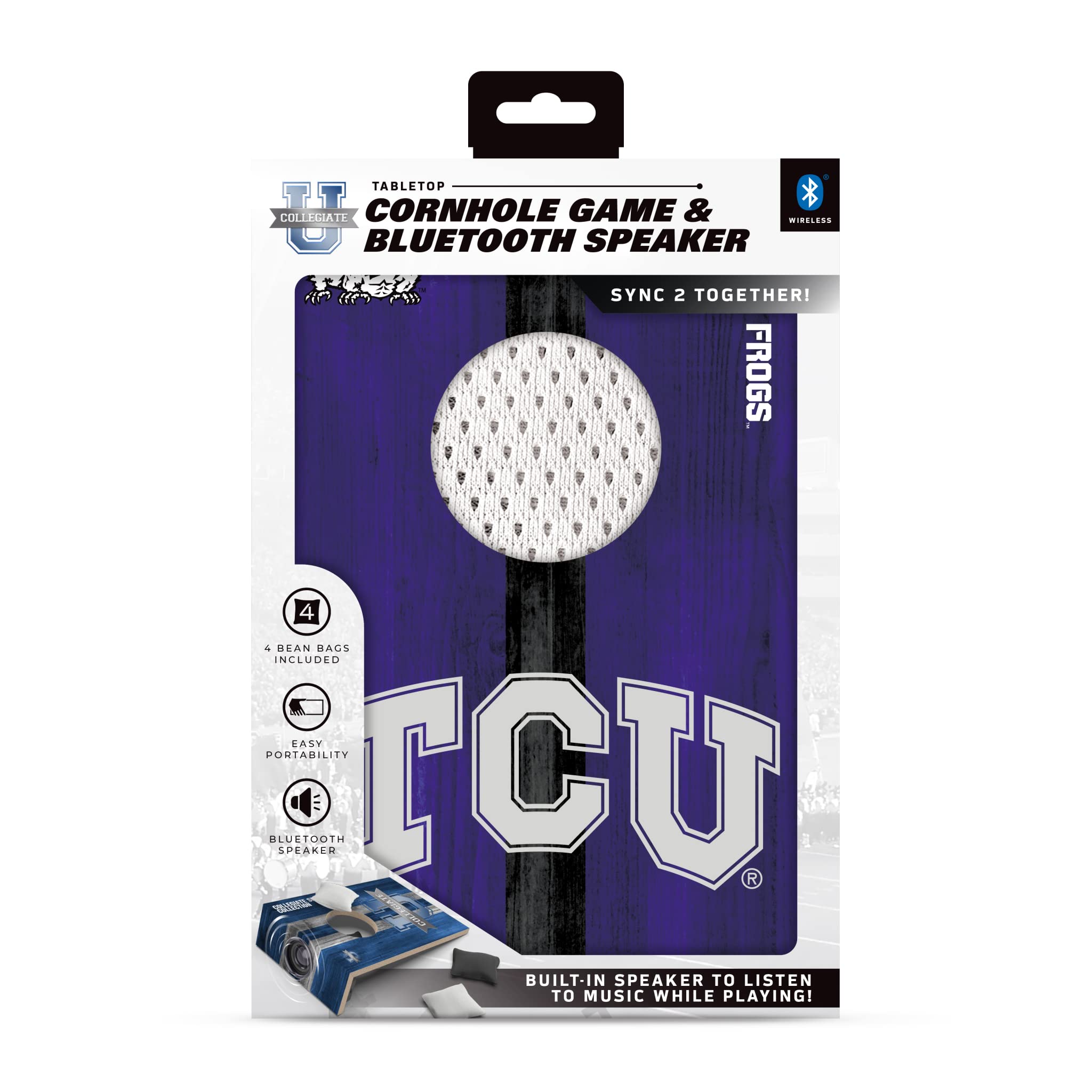 SOAR NCAA Tabletop Cornhole Game and Bluetooth Speaker, TCU Horned Frogs