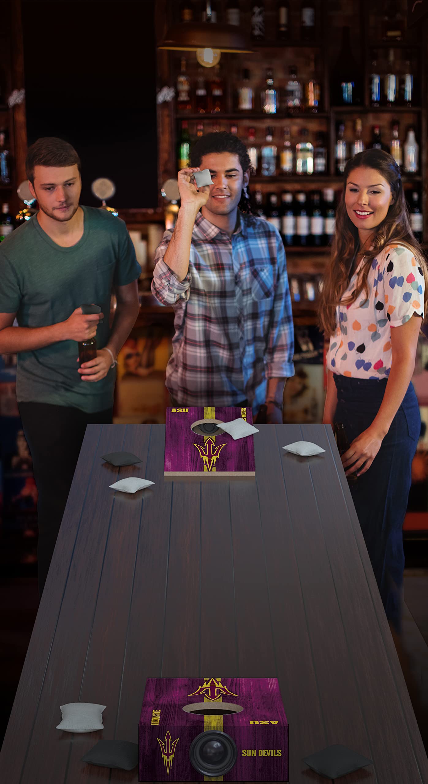 SOAR NCAA Tabletop Cornhole Game and Bluetooth Speaker, Arizona State Sun Devils