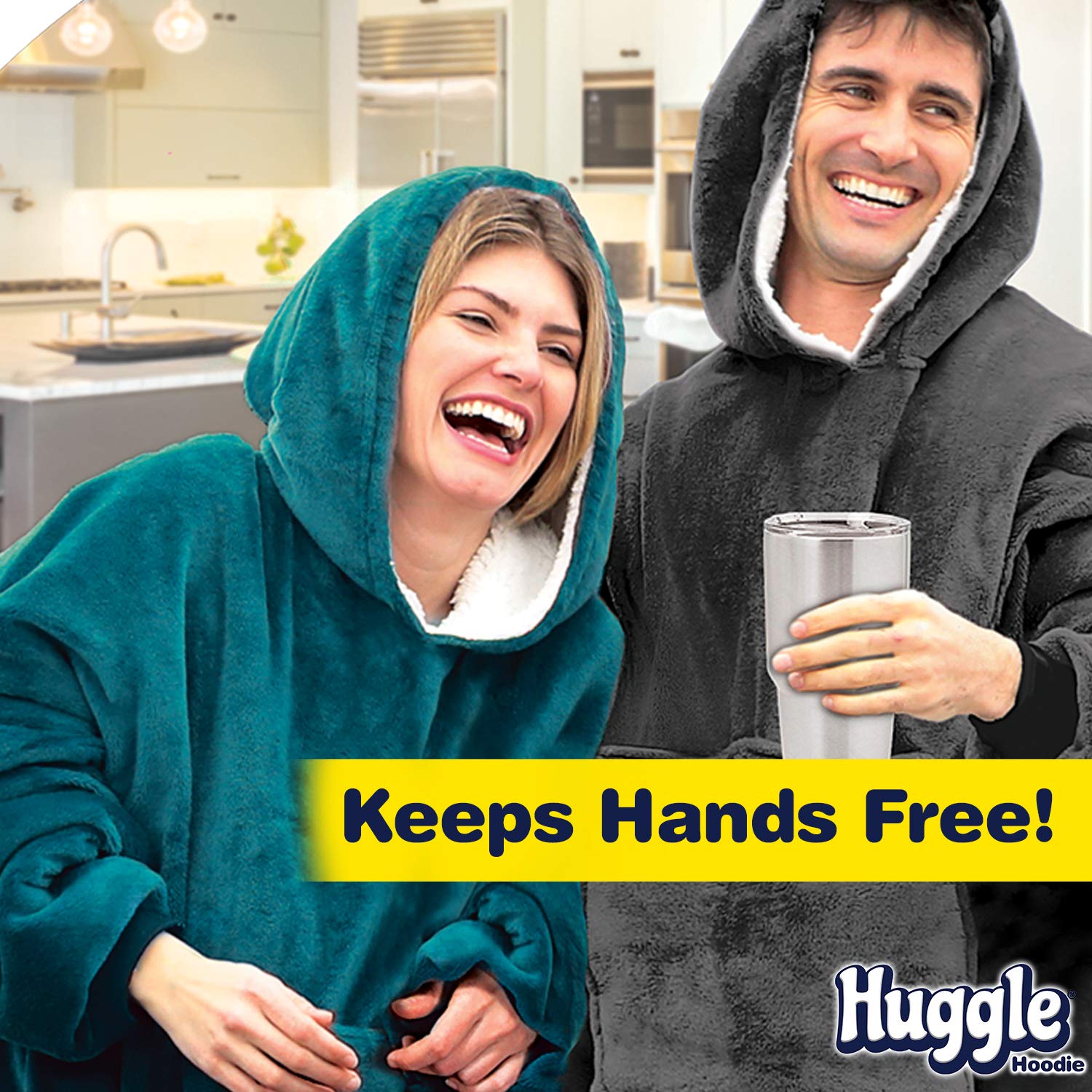 Ontel Huggle Hoodie, Ultra Plush Blanket, Charcoal Grey, One Size