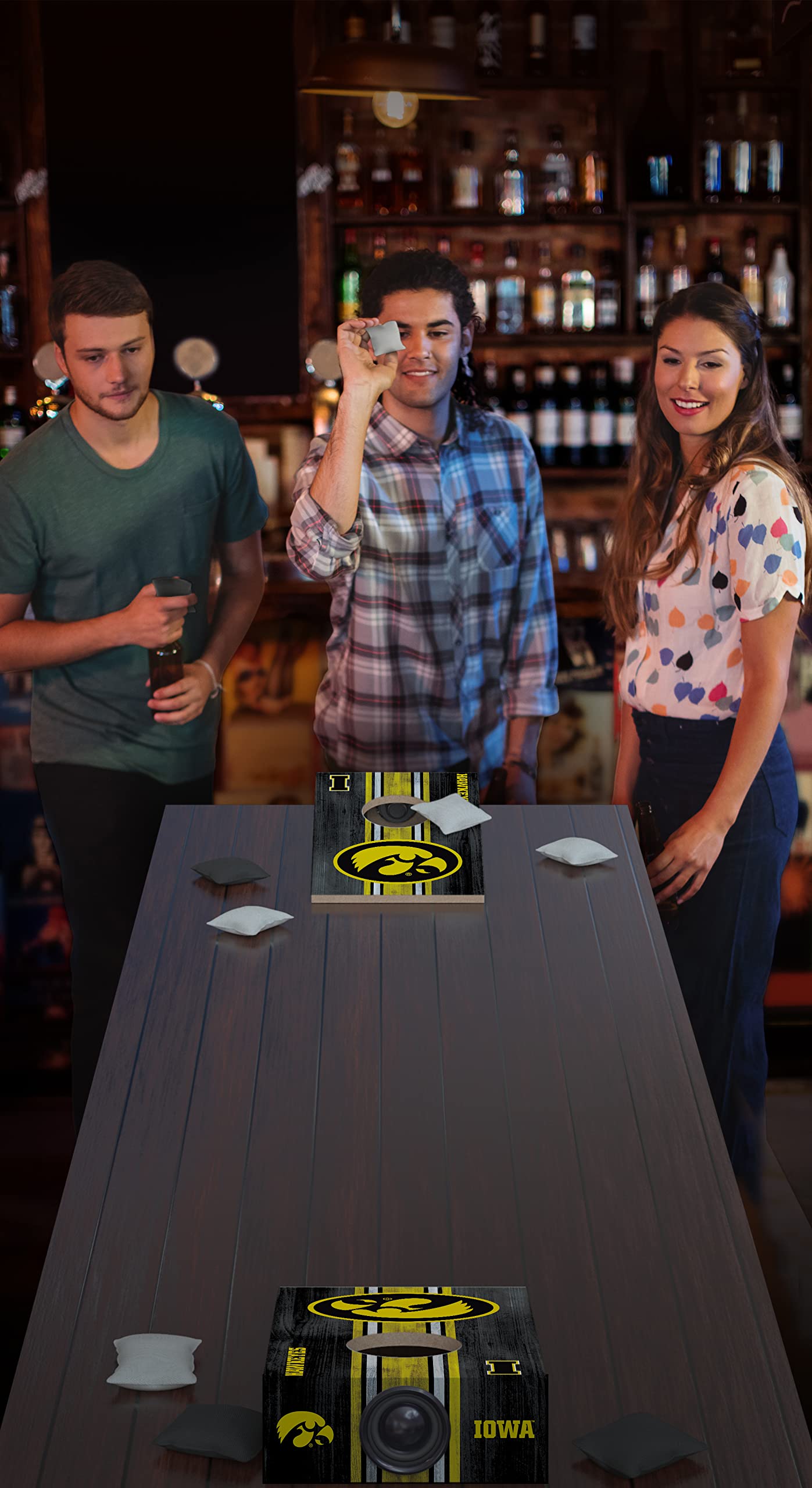 SOAR NCAA Tabletop Cornhole Game and Bluetooth Speaker, Iowa Hawkeyes