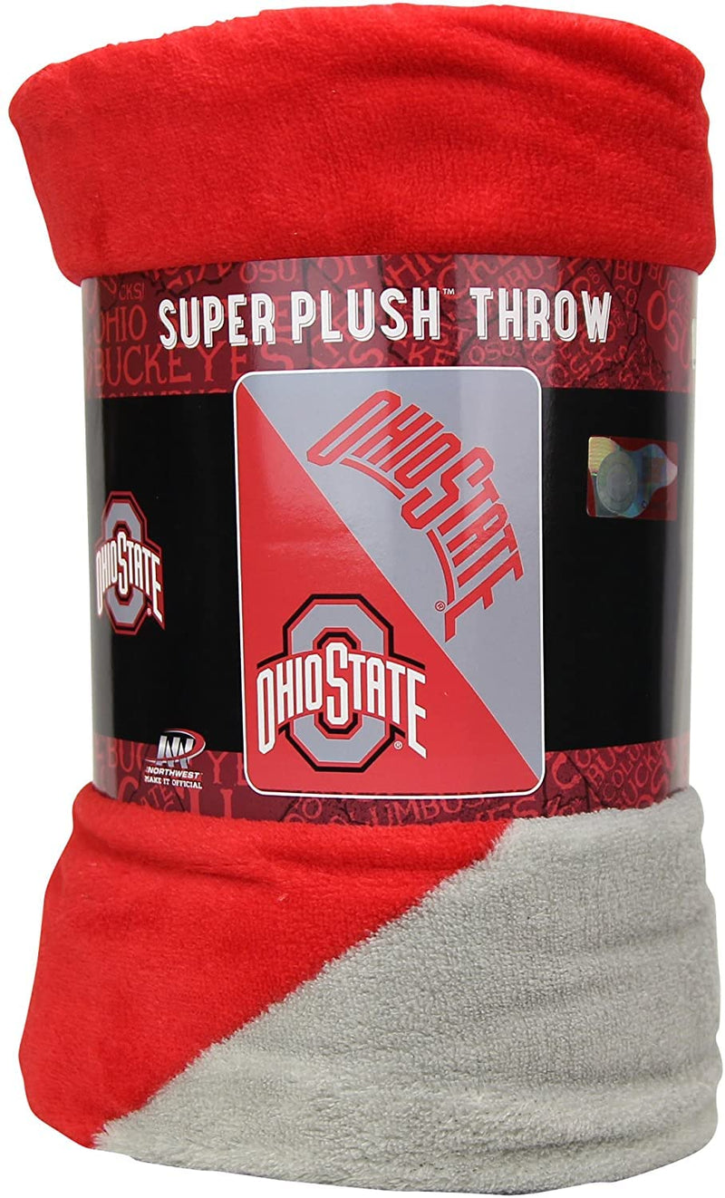 Northwest Licensed NCAA Double Blanket Bundle, Two Top Selling Fleece, Micro Raschel Plush, Sherpa, or Silk Touch Throw Blankets for All Occasions (Ohio State Buckeyes, Painted Fleece/Halftone Plush)