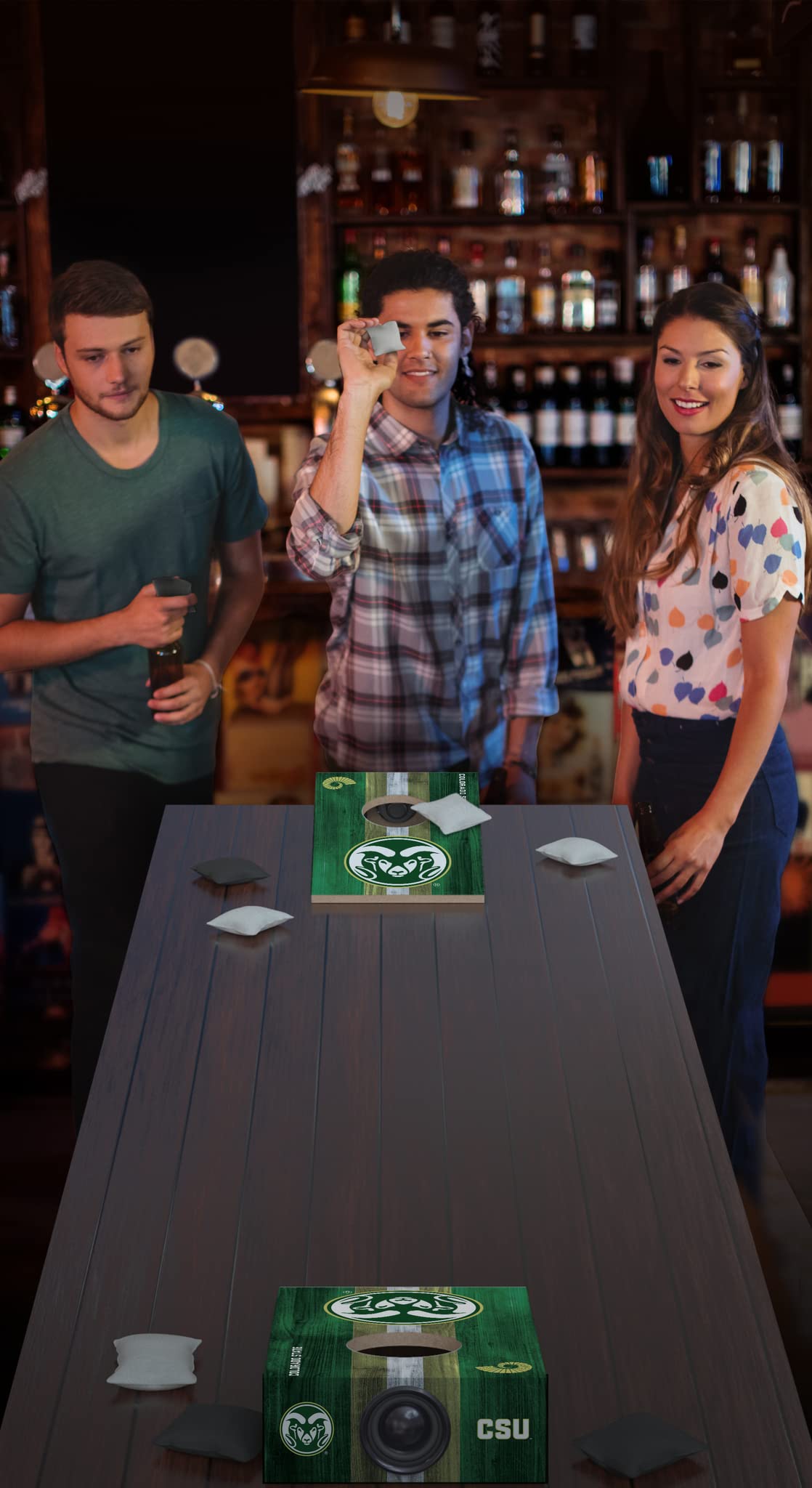 SOAR NCAA Tabletop Cornhole Game and Bluetooth Speaker, Colorado State Rams