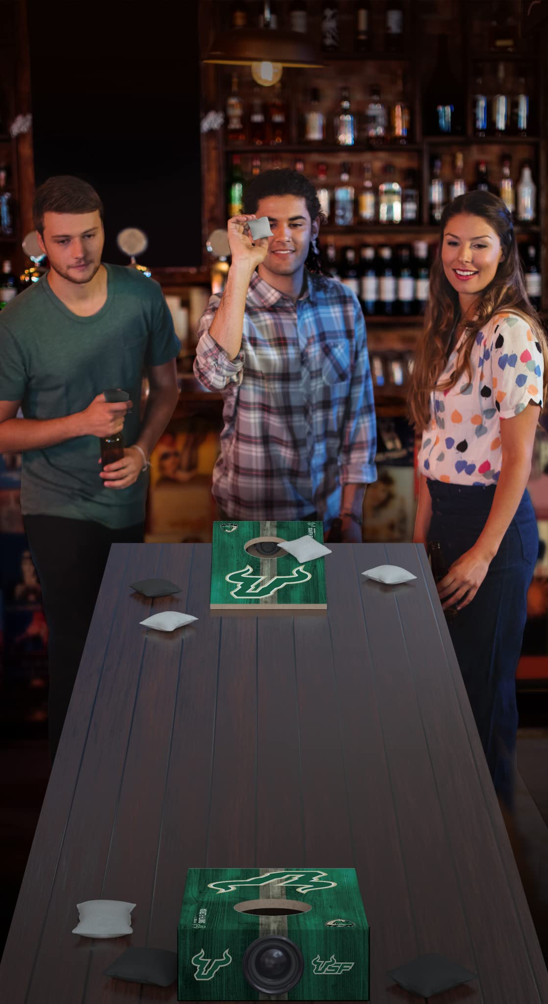 SOAR NCAA Tabletop Cornhole Game and Bluetooth Speaker, South Florida Bulls