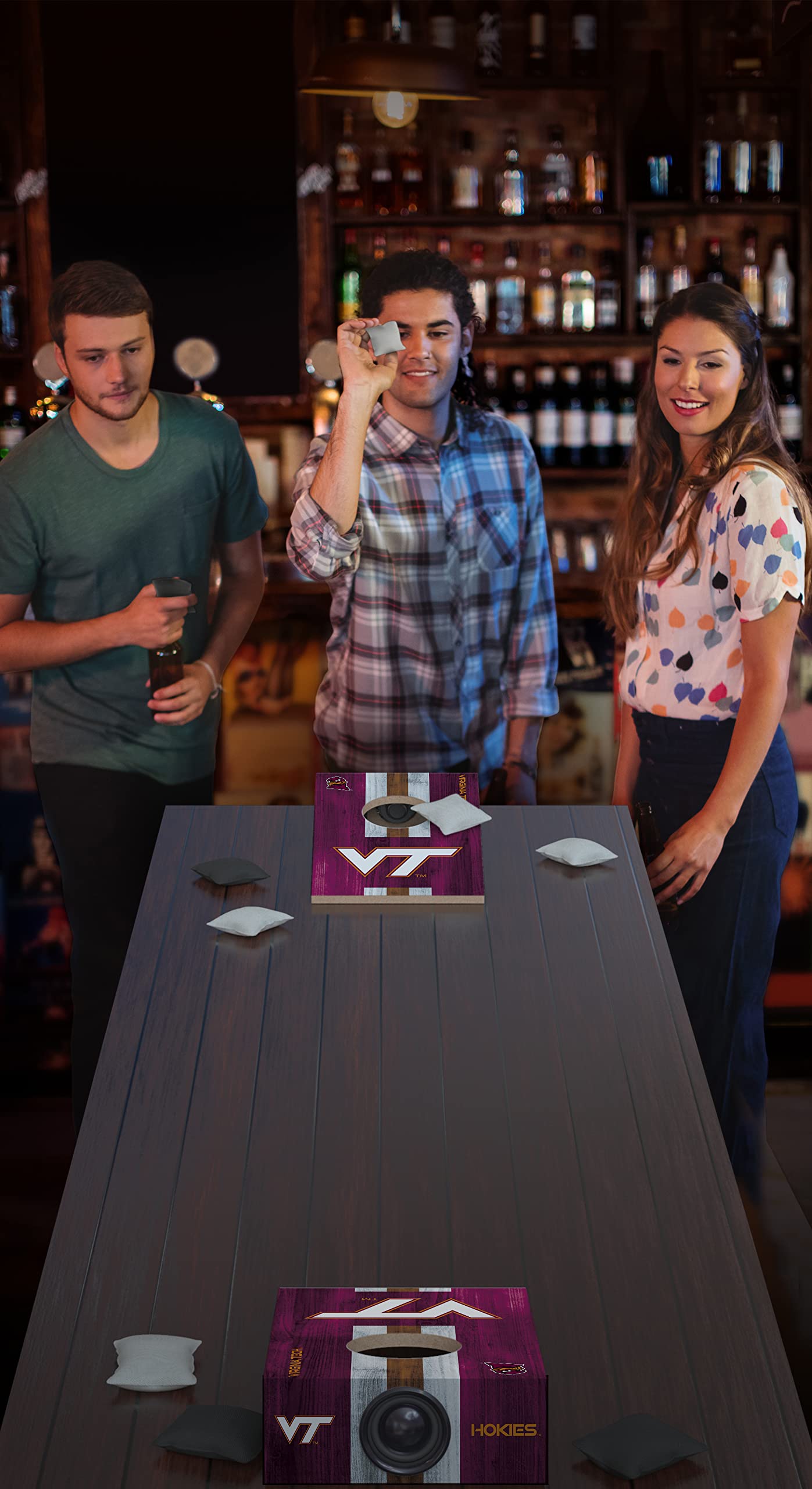 SOAR NCAA Tabletop Cornhole Game and Bluetooth Speaker, Virginia Tech Hokies