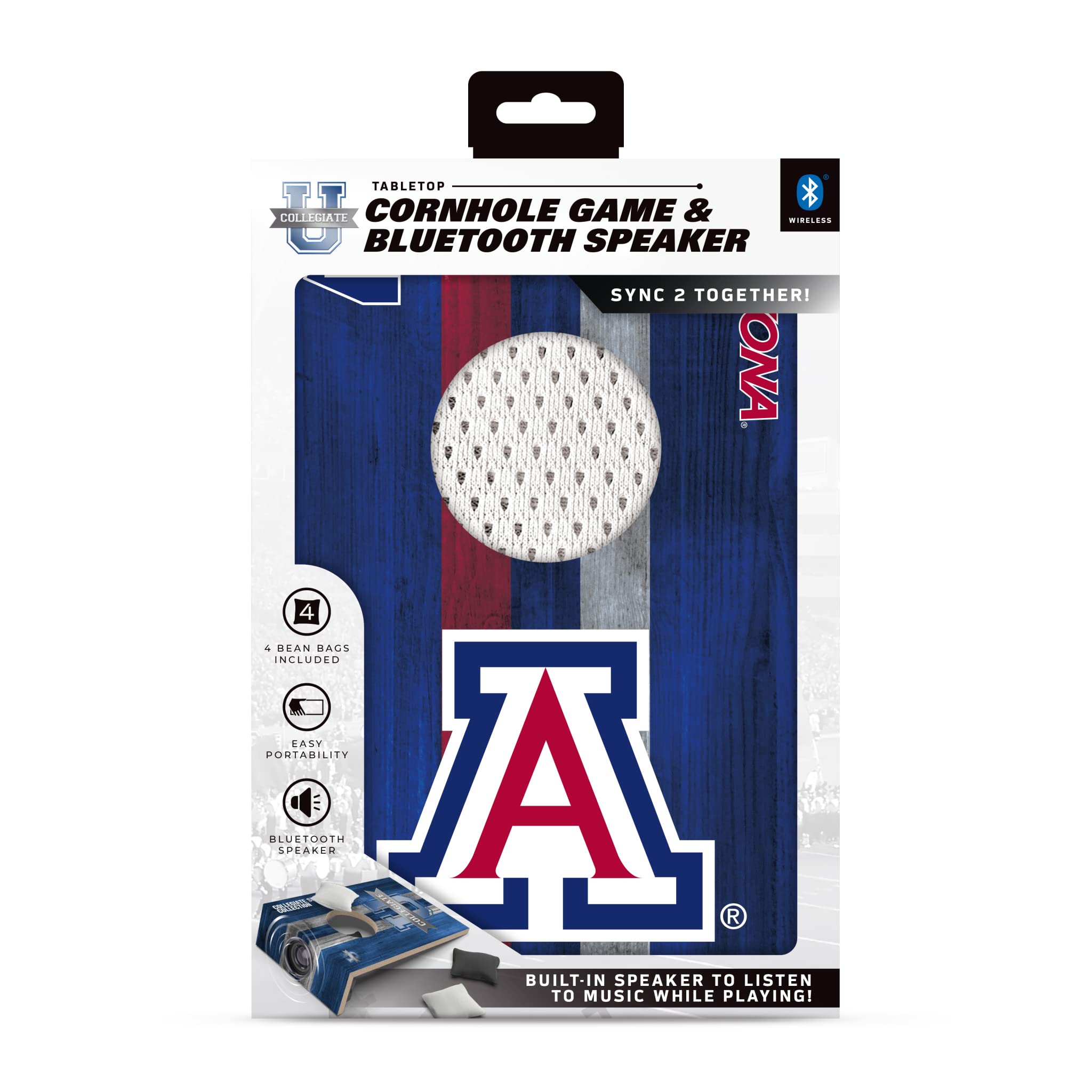 SOAR NCAA Tabletop Cornhole Game and Bluetooth Speaker, Arizona Wildcats