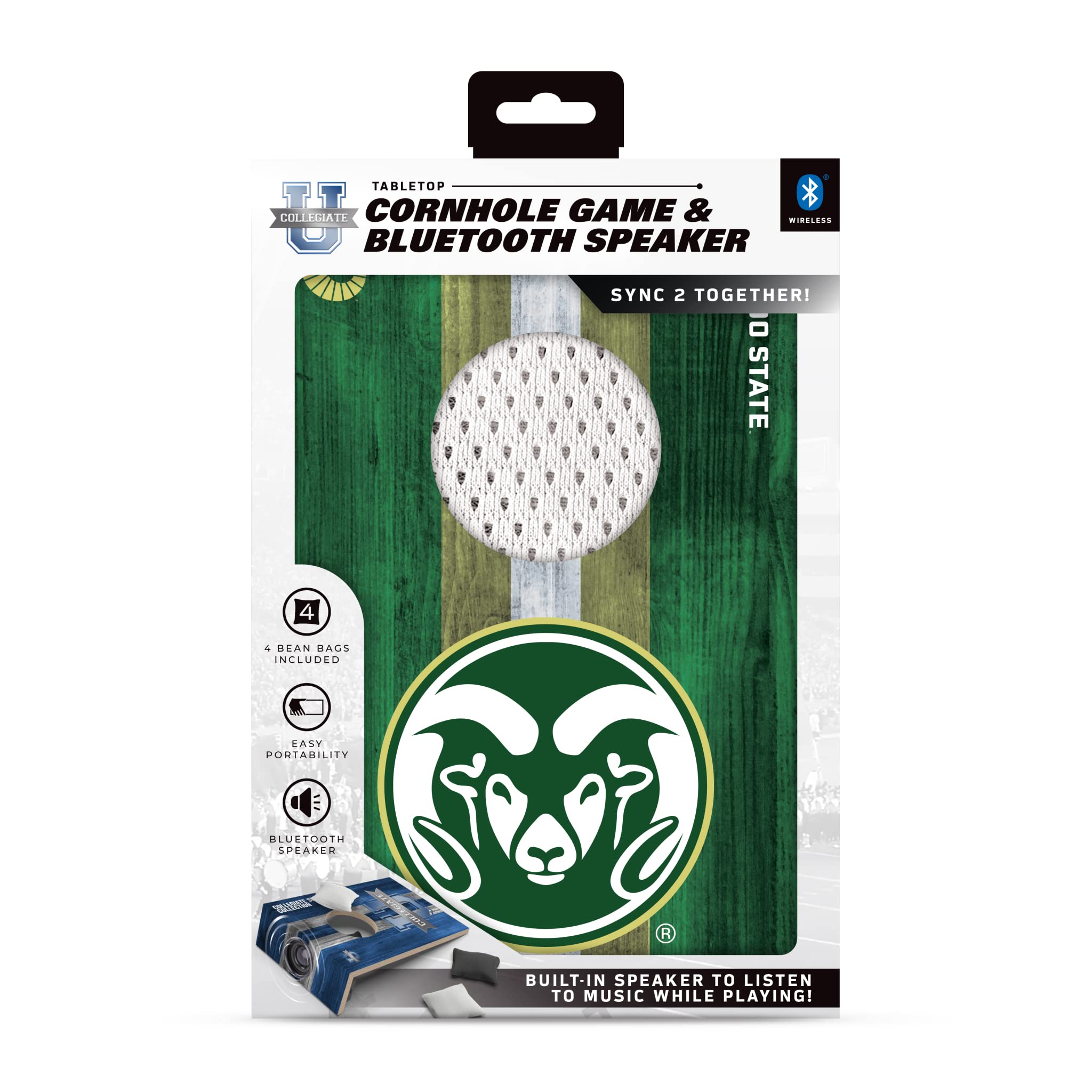 SOAR NCAA Tabletop Cornhole Game and Bluetooth Speaker, Colorado State Rams