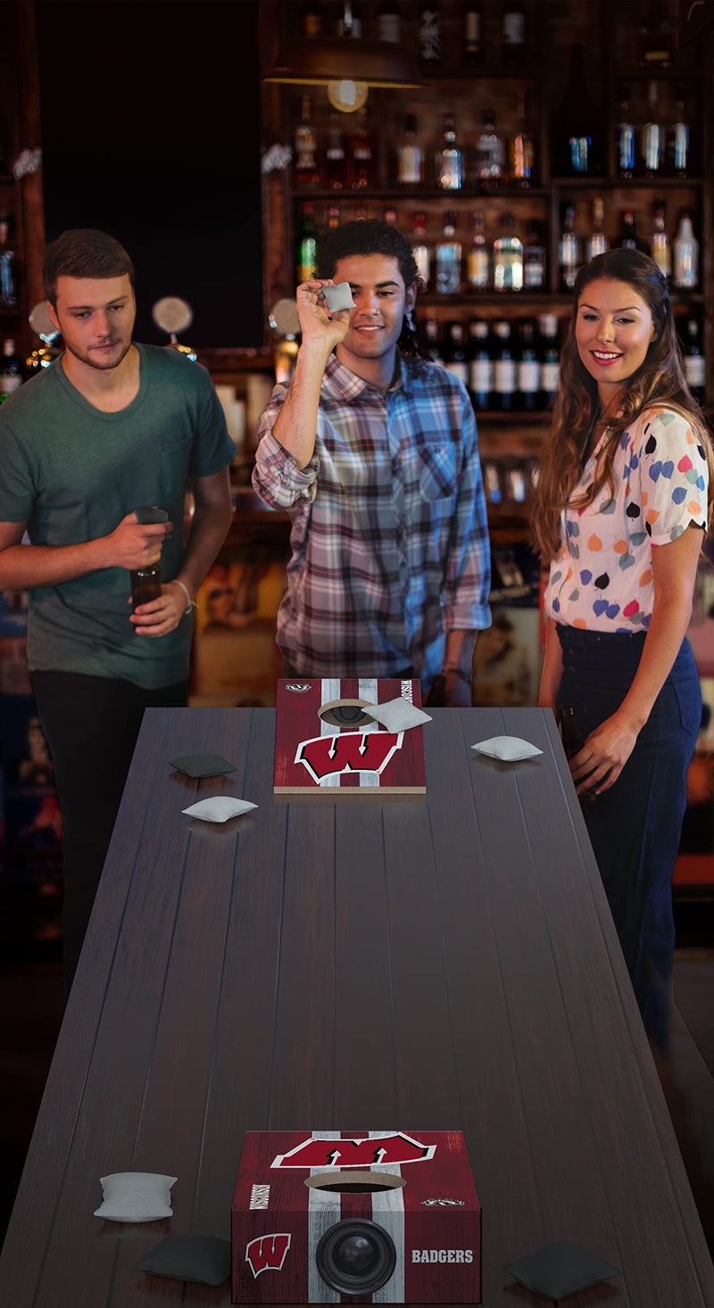 SOAR NCAA Tabletop Cornhole Game and Bluetooth Speaker, Wisconsin Badgers