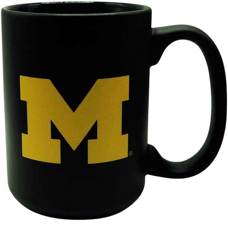 Boelter Brands NCAA Team Logo Matte Black Coffee Mug, 15oz (Michigan Wolverines)