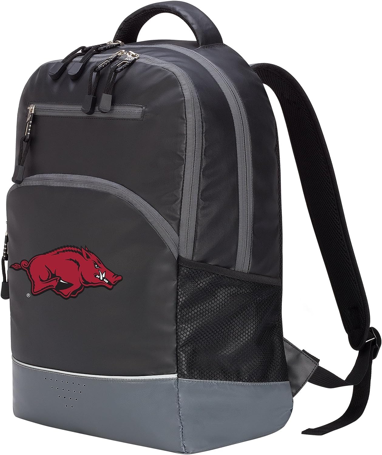 Northwest NCAA Alliance Backpack, Classic Black & Grey with Team Logo 19" x 7" x 12" (Arkansas Razorbacks)