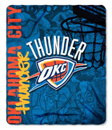 The Northwest Company 1 Pc, NBA Oklahoma City Thunder Blanket 50x60 Fleece Hard Knock Design, 100% Polyester, Big Team Logo & Graphic Background, Decorative Binding Around Edges, Machine Washable