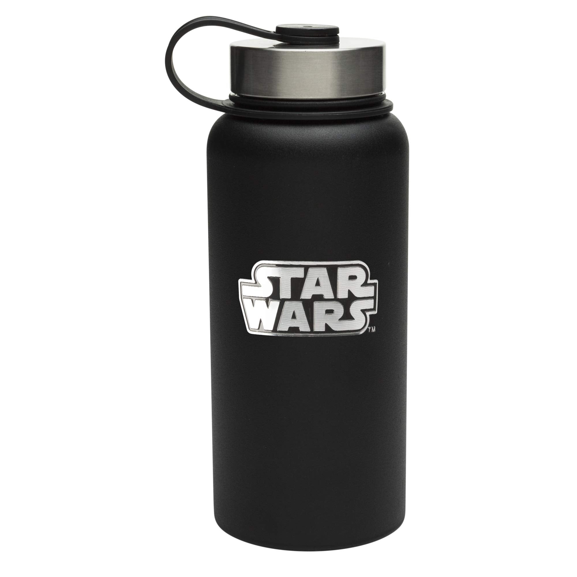 Zak Designs Star Wars Spill-proof Lid, Wide Mouth Opening, Matte Black Powder Coated Finish, 32 oz