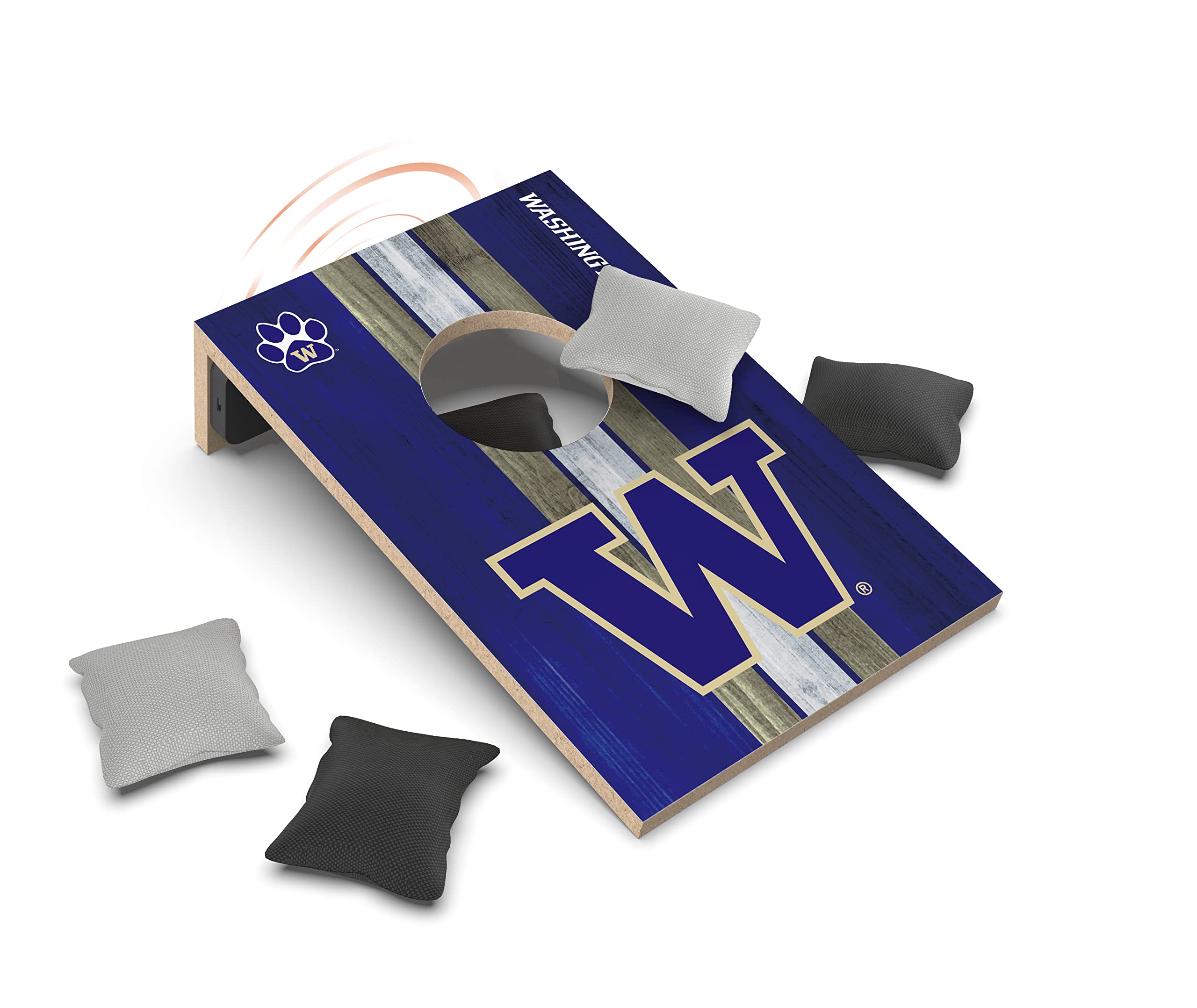 SOAR NCAA Tabletop Cornhole Game and Bluetooth Speaker, Washington Huskies