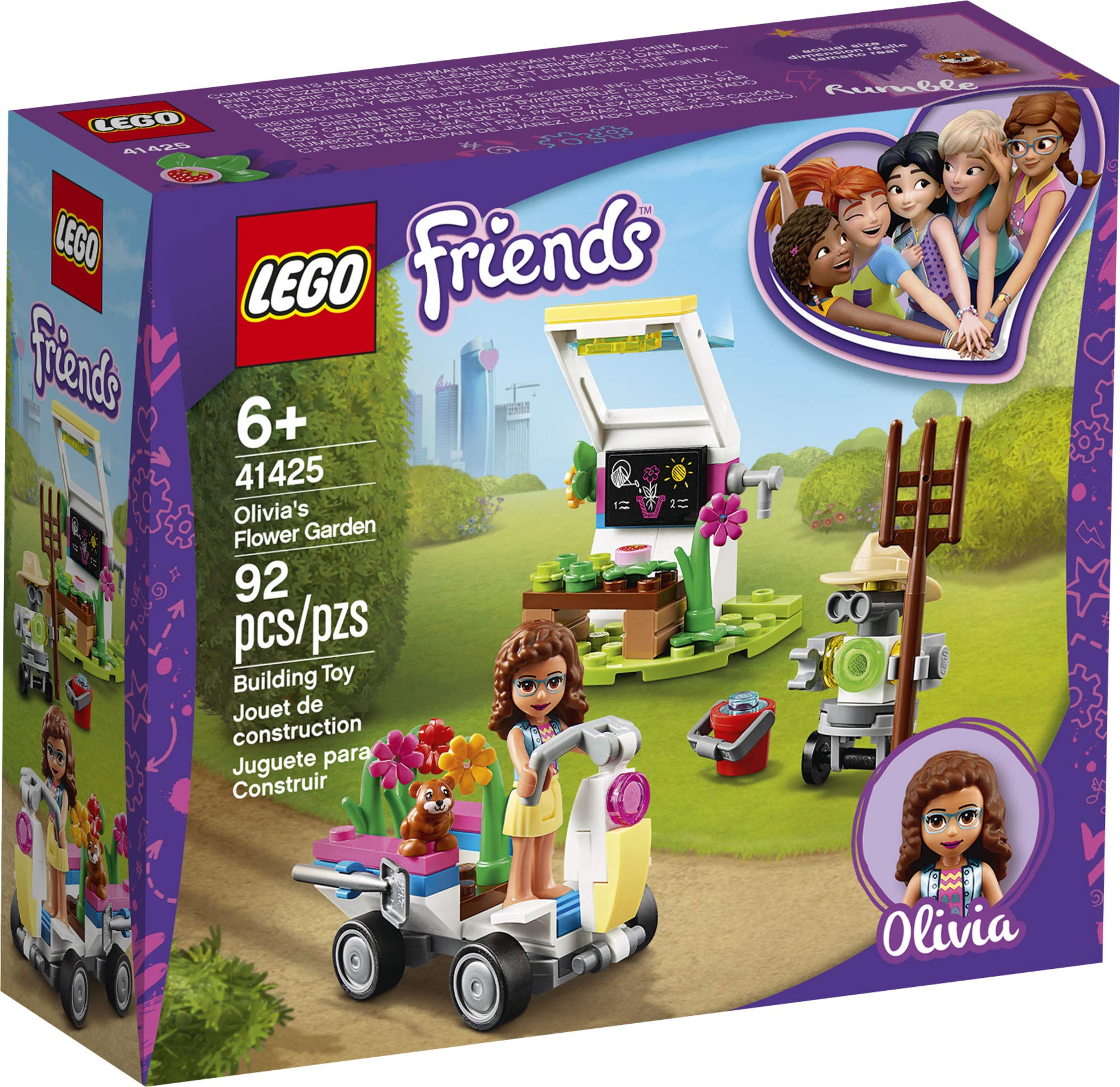 LEGO Friends Olivia�s Flower Garden 41425 Building Toy for Kids; This Play Garden Comes with 2 Buildable Figures, Friends Olivia and Zobo, for Hours of Creative Play (92 Pieces)