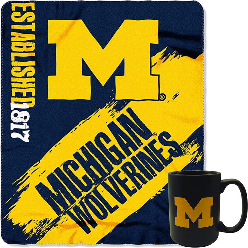 NCAA Warm & Cozy College Bundle includes Coffee Mug and Fleece Throw Blanket (Michigan Wolverines)