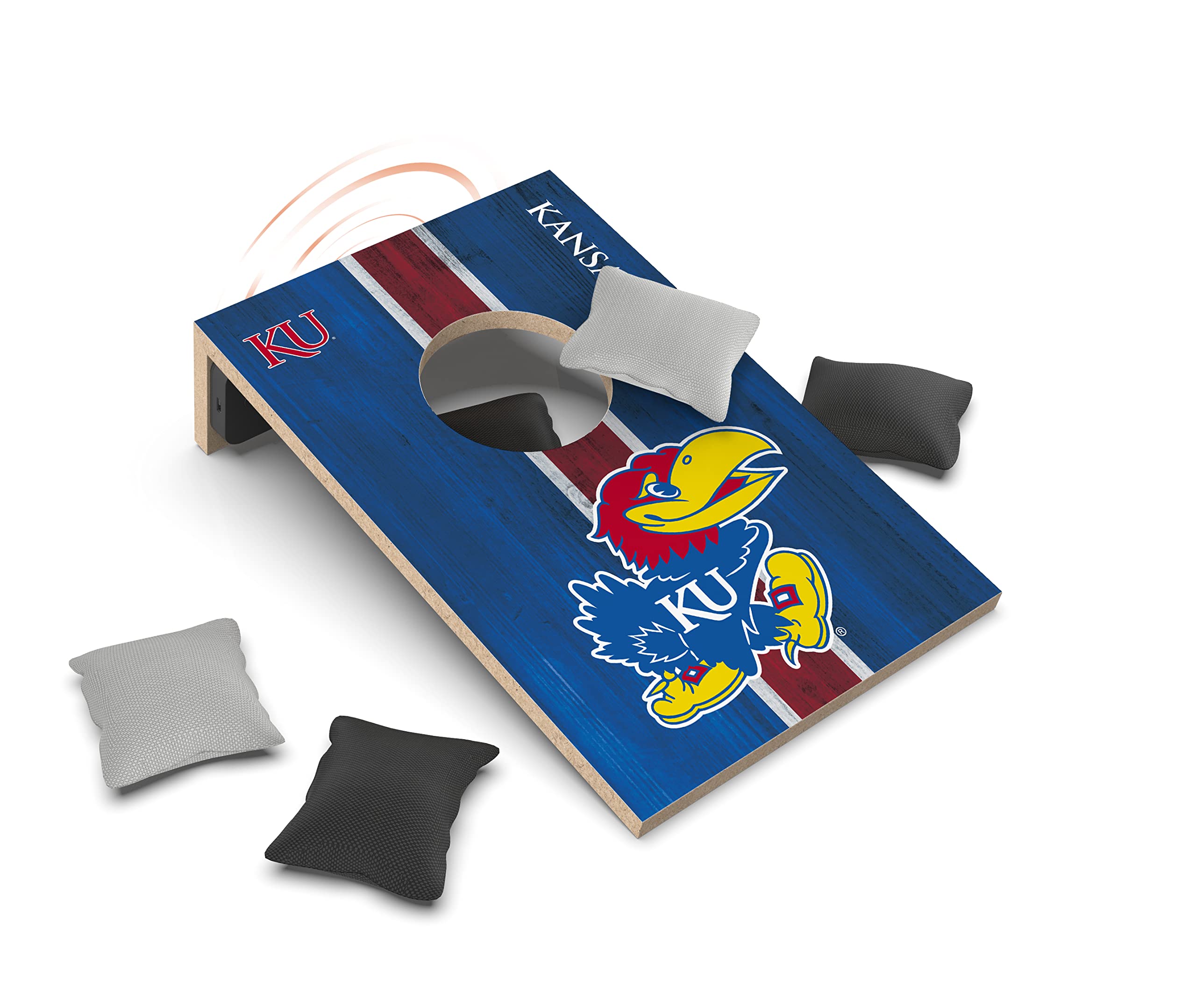 SOAR NCAA Tabletop Cornhole Game and Bluetooth Speaker, Kansas Jayhawks
