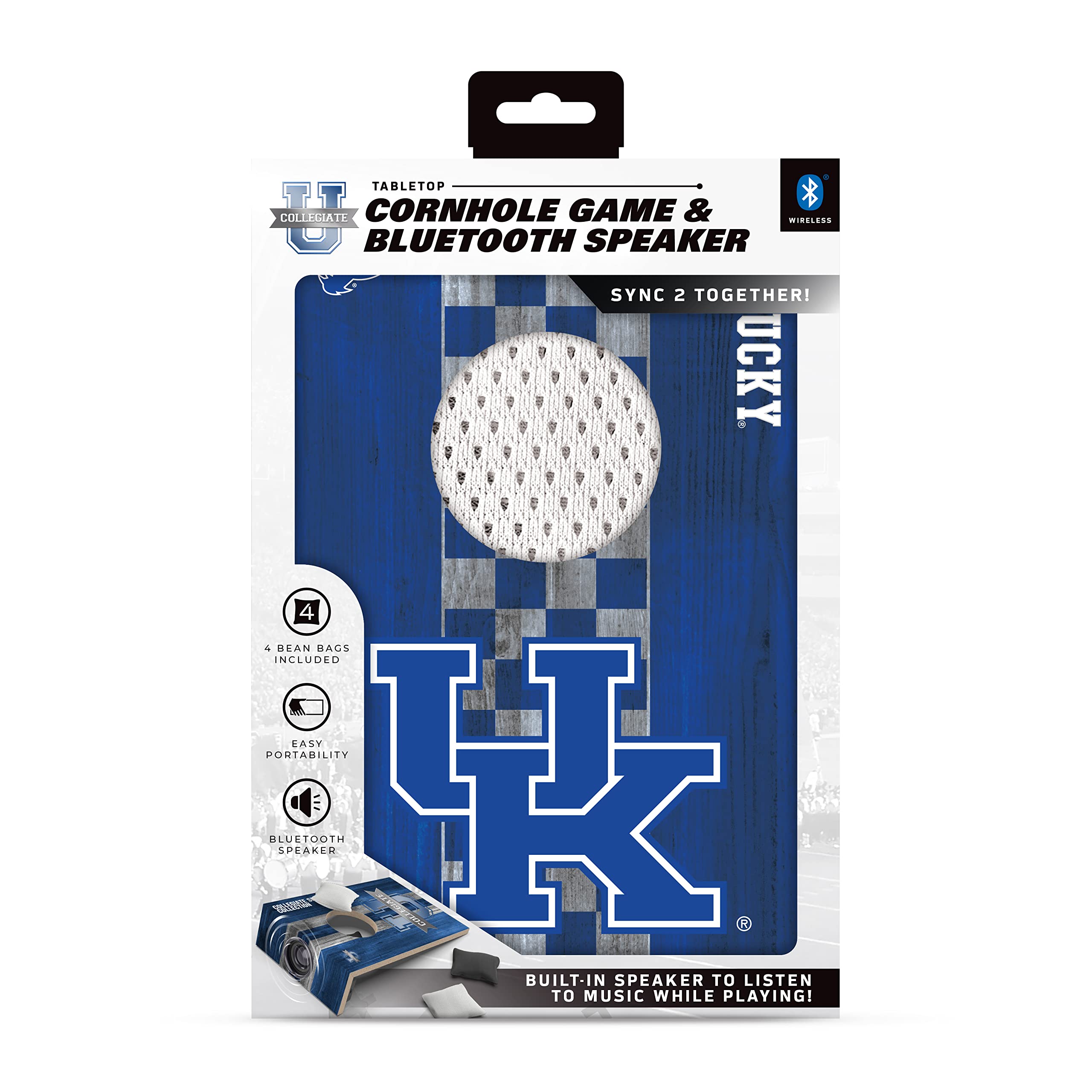 SOAR NCAA Tabletop Cornhole Game and Bluetooth Speaker, Kentucky Wildcats