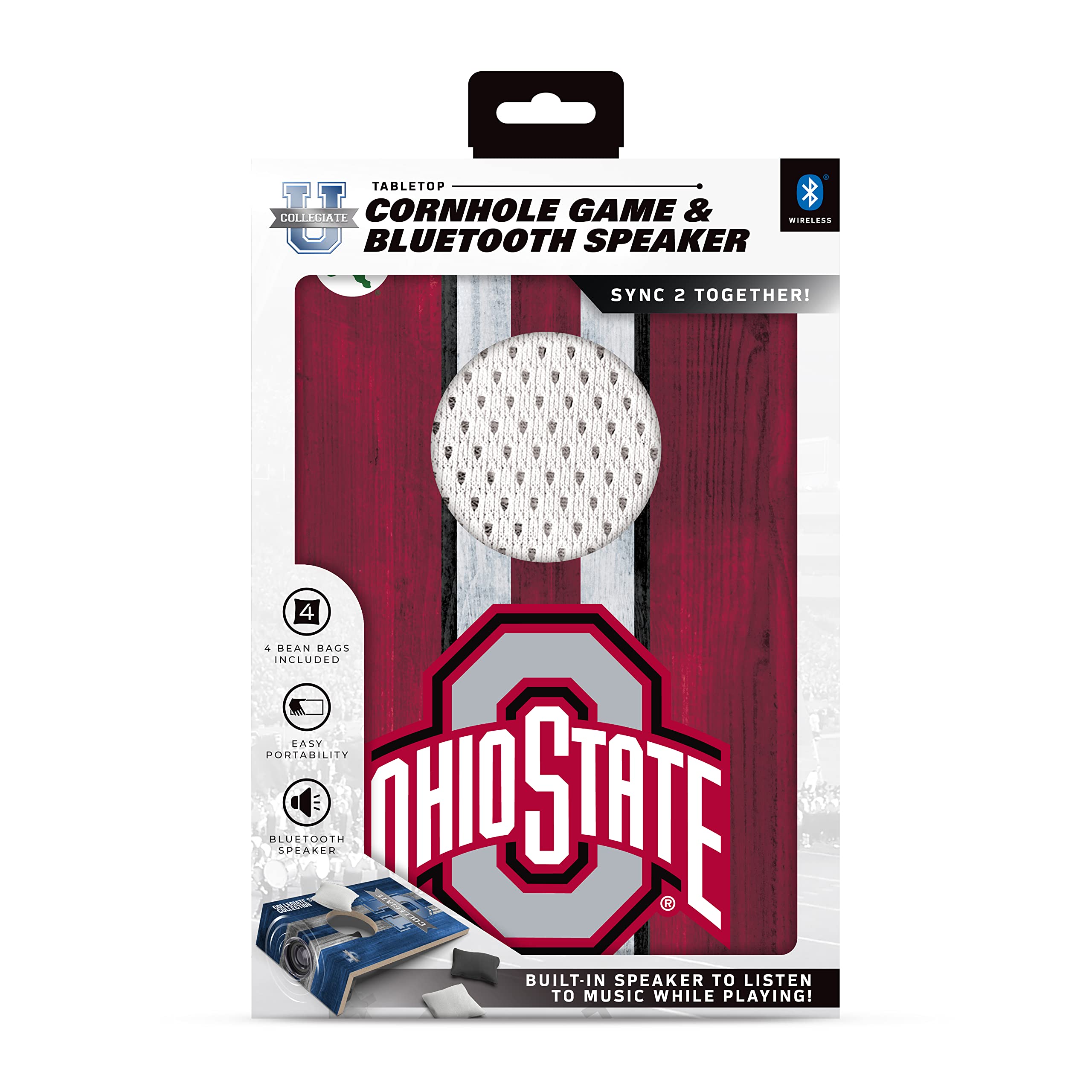 SOAR NCAA Tabletop Cornhole Game and Bluetooth Speaker, Ohio State Buckeyes