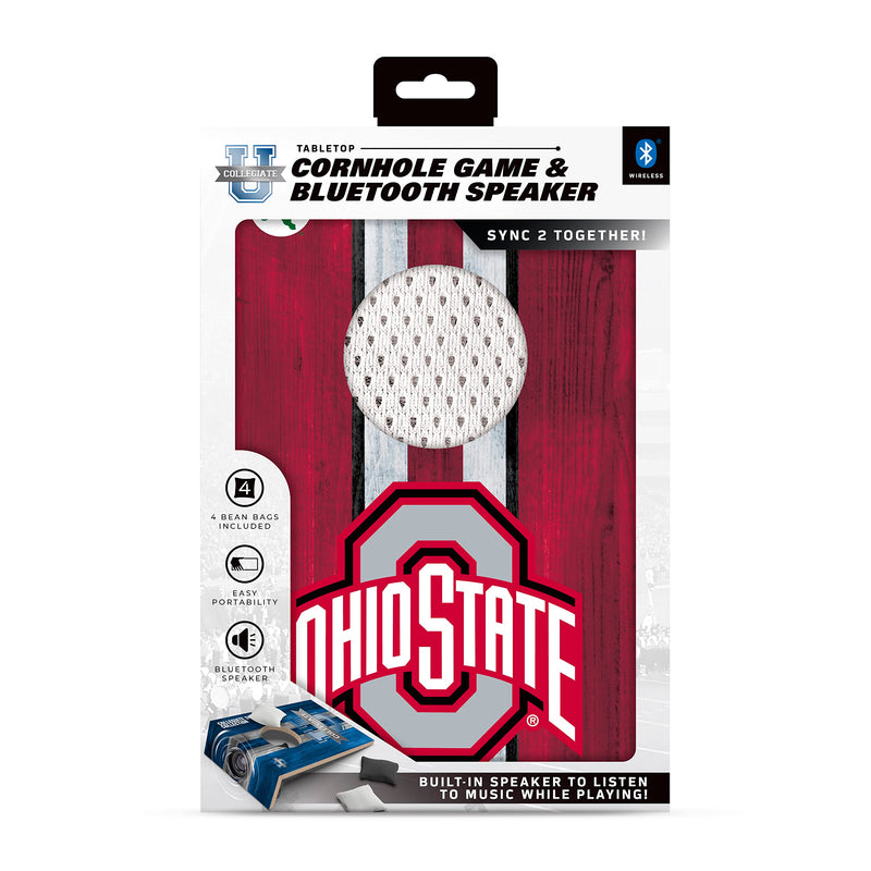 SOAR NCAA Tabletop Cornhole Game and Bluetooth Speaker, Ohio State Buckeyes