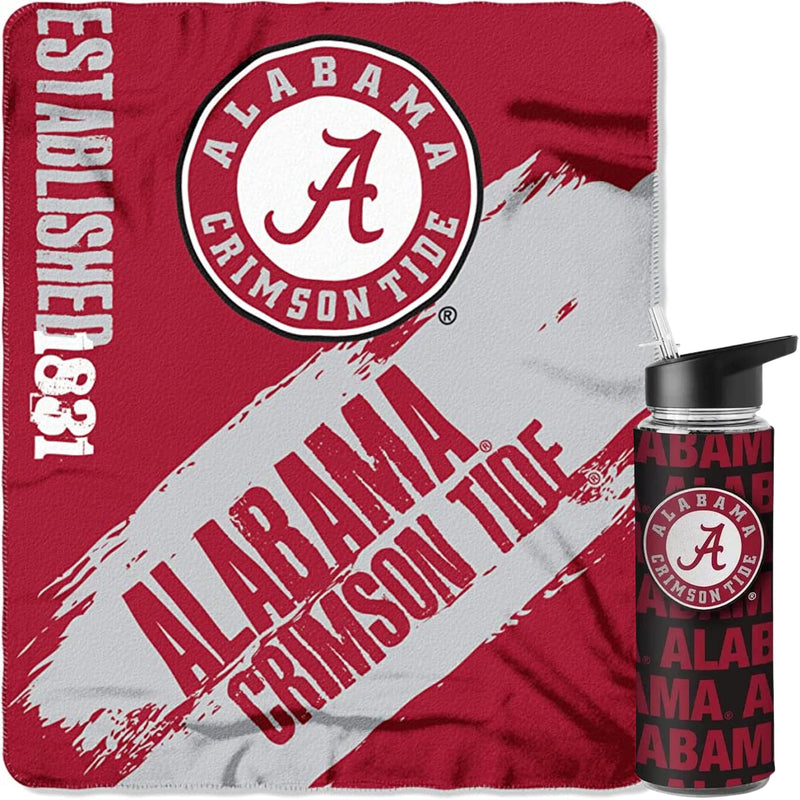 Boelter Brands Licensed NCAA Collegiate Fan Bundle includes Water Bottle and Fleece Blanket (Alabama Crimson Tide)