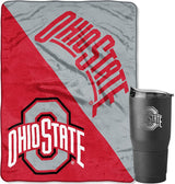 Ohio State Buckeyes 30oz Insulated Stainless Steel Travel Tumbler and Blanket Bundle (Halftone Plush)