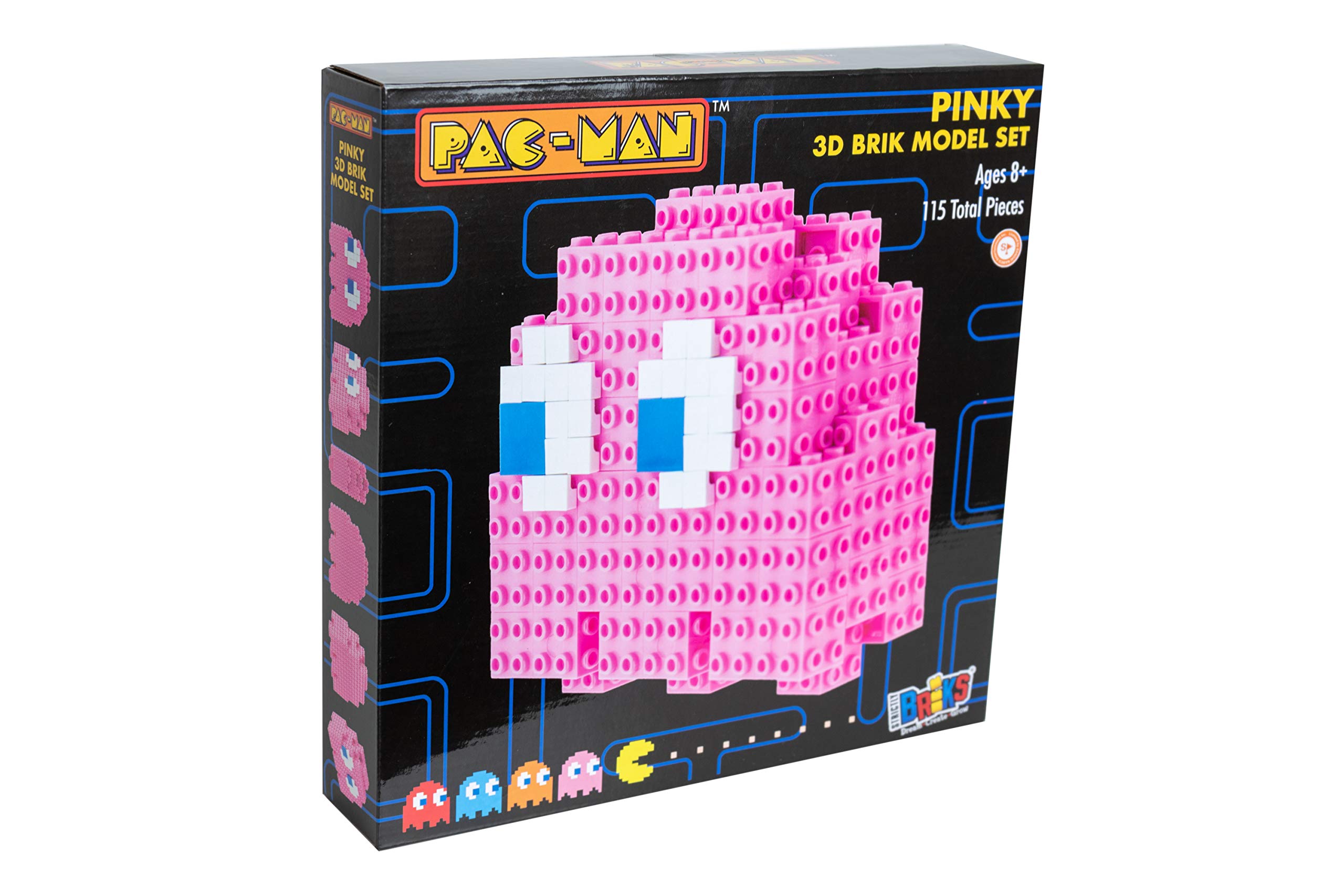 Strictly Briks Pac-Man & BANDAI NAMCO Entertainment Inc | Pac-Man 3D Pinky Brik Model Set - 115 Pieces 3D Briks 3D Build