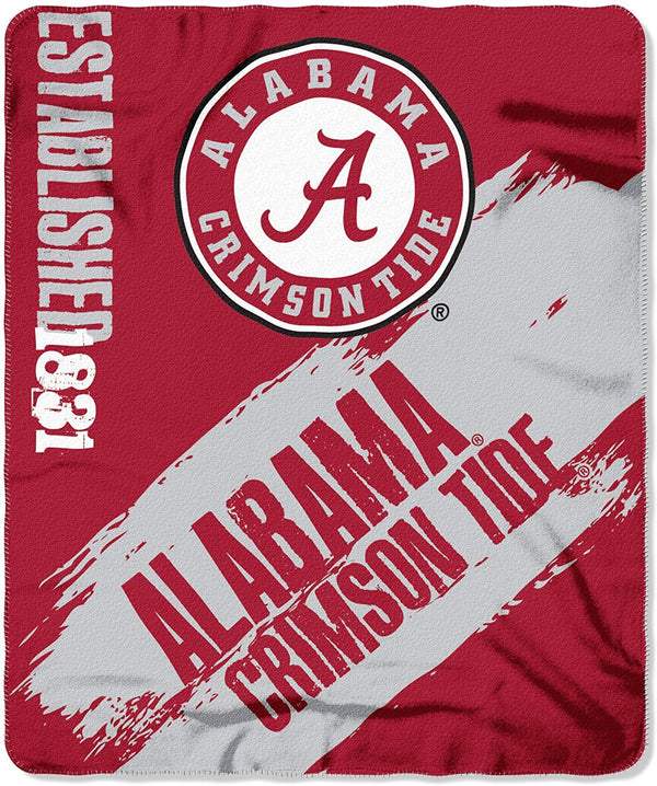 Licensed NCAA Double Blanket Bundle, Two Top Selling Fleece, Micro Raschel Plush, Sherpa, or Silk Touch Throw Blankets For All Occasions (Alabama Crimson Tide, Painted Fleece/Halftone Plush)