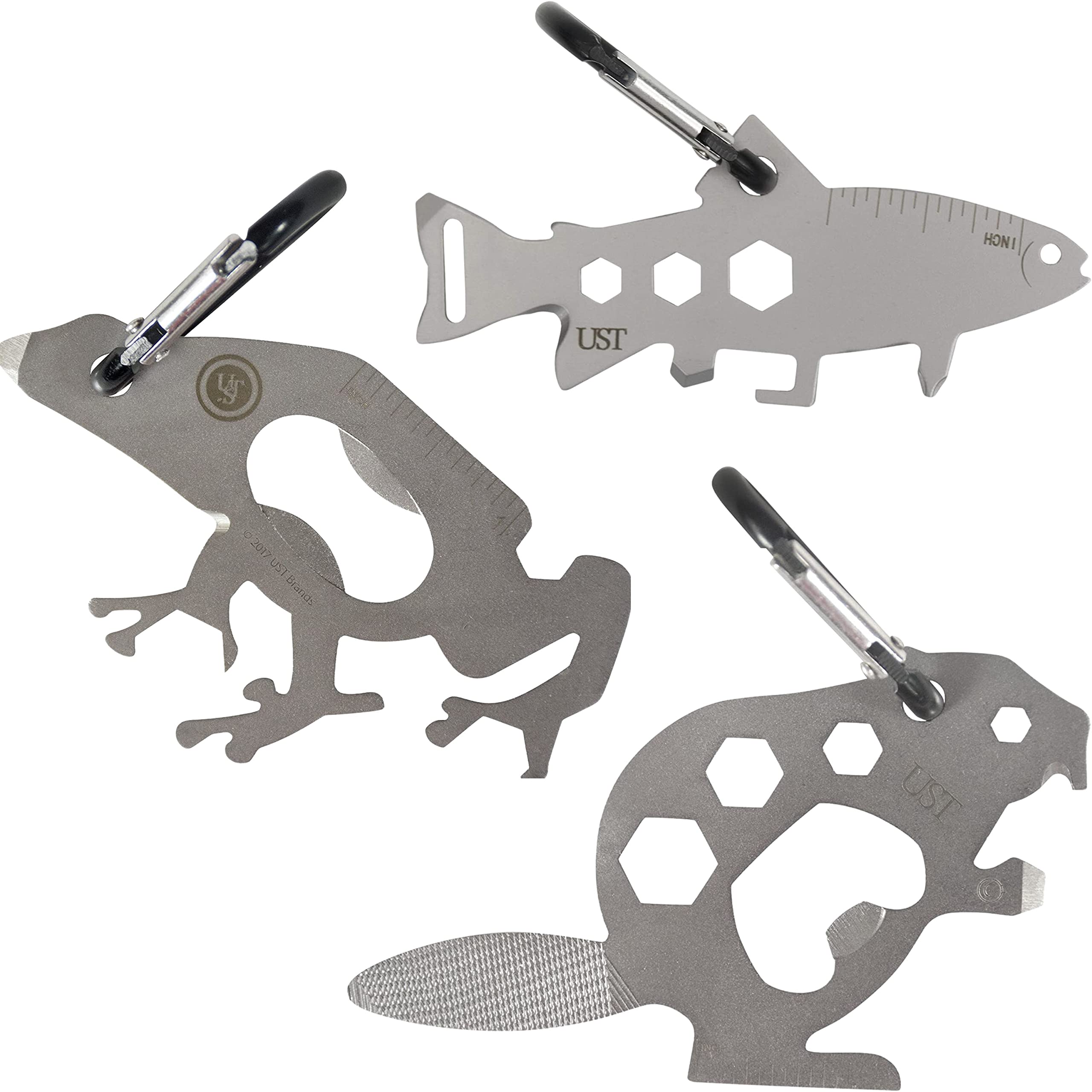 ust Tool-a-Long Carabiner Clip Multi-Tool Bundle Featuring a Themed Collection of Compact Stainless Steel Tools! (Down by The River)