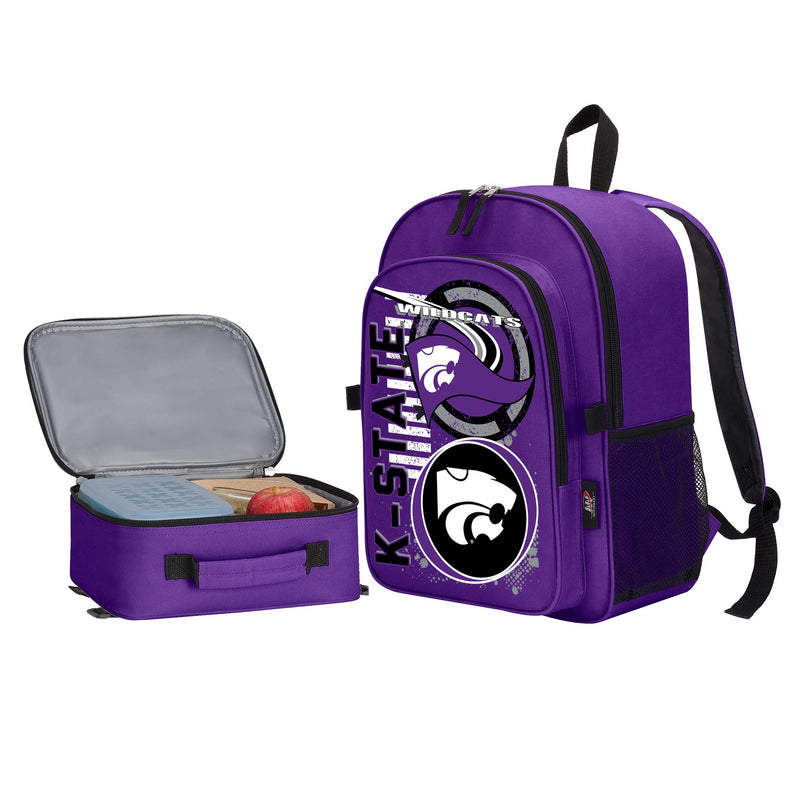 Kansas State Wildcats "Accelerator" Backpack & Lunch Kit Set, 16" x 5.5" x 12"