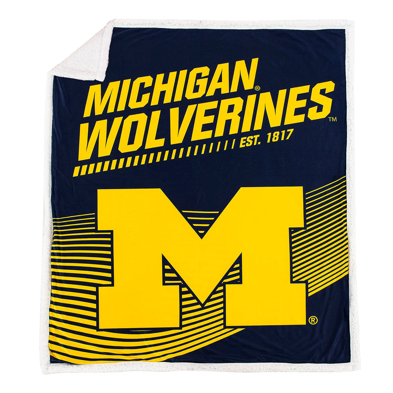 The Northwest Company NCAA Michigan Wolverines Mink Sherpa Throw Blanket, 50" x 60", New School